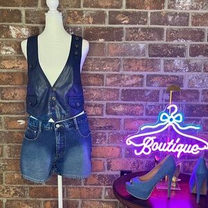 Navy Blue Vest Faux Leather